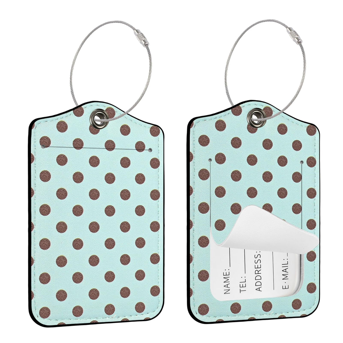 Seorsok 2Pcs Luggage Travel Tags for Suitcases,Cute Color Grids Checkered PU Leather Name Tag with Privacy Cover&ID Label Address Card and Durable Metal Ring Suitable for Men Women Handbags Backpack