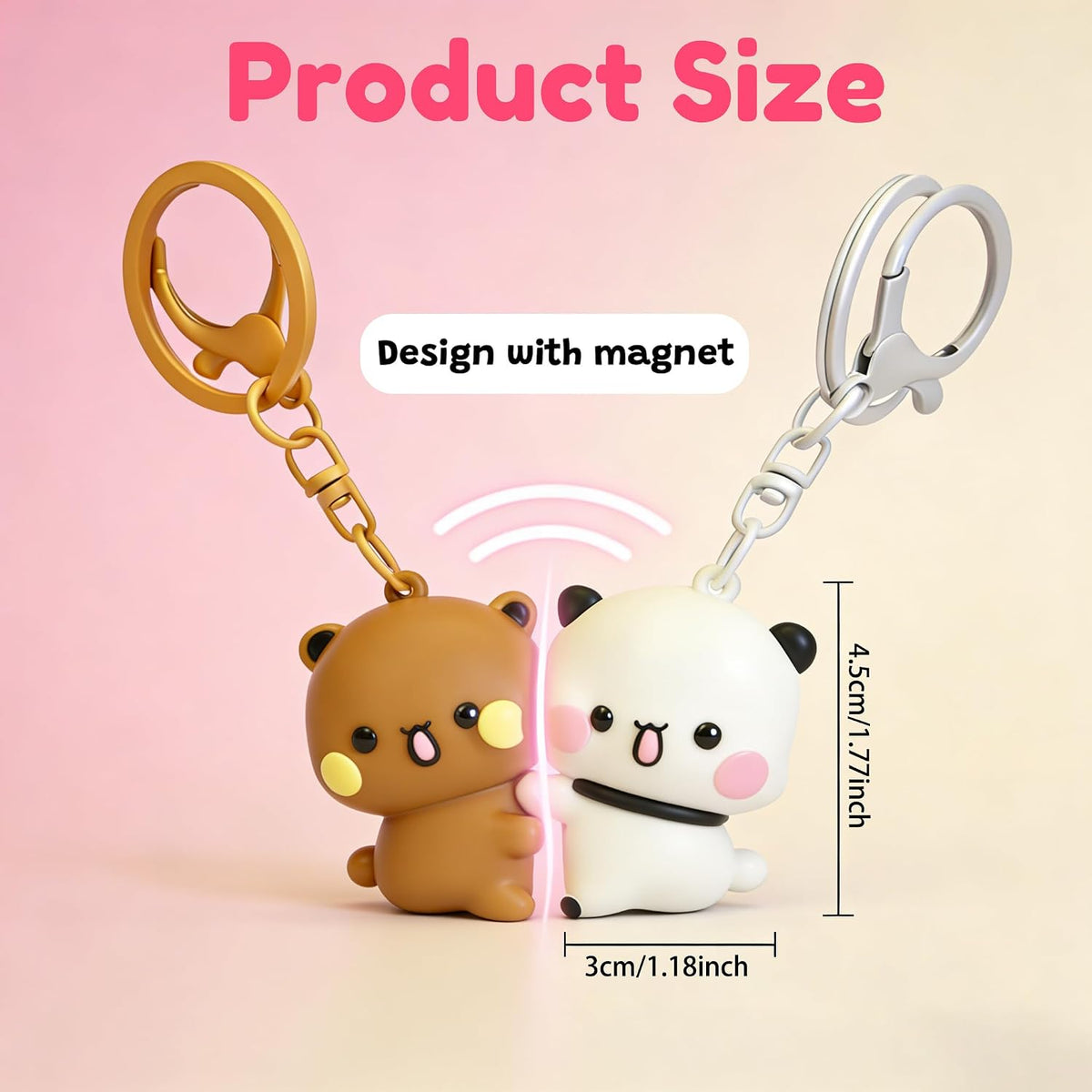 YOKUSHI 2 Pcs Cute Keychains Magnetic Matching Couples Stuff Key Chains for Women Boyfriend Girlfriend Valentine's Day Gifts