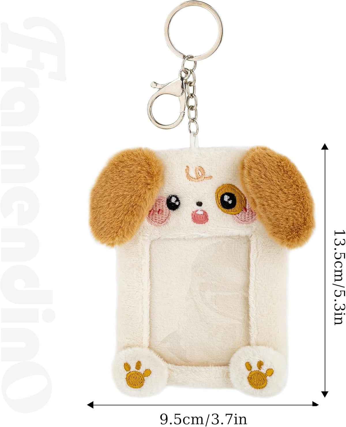 Framendino, Plush Photo Card Holder Keychain Dog Cartoon ID Sleeves for Badge Credit Idol Photos