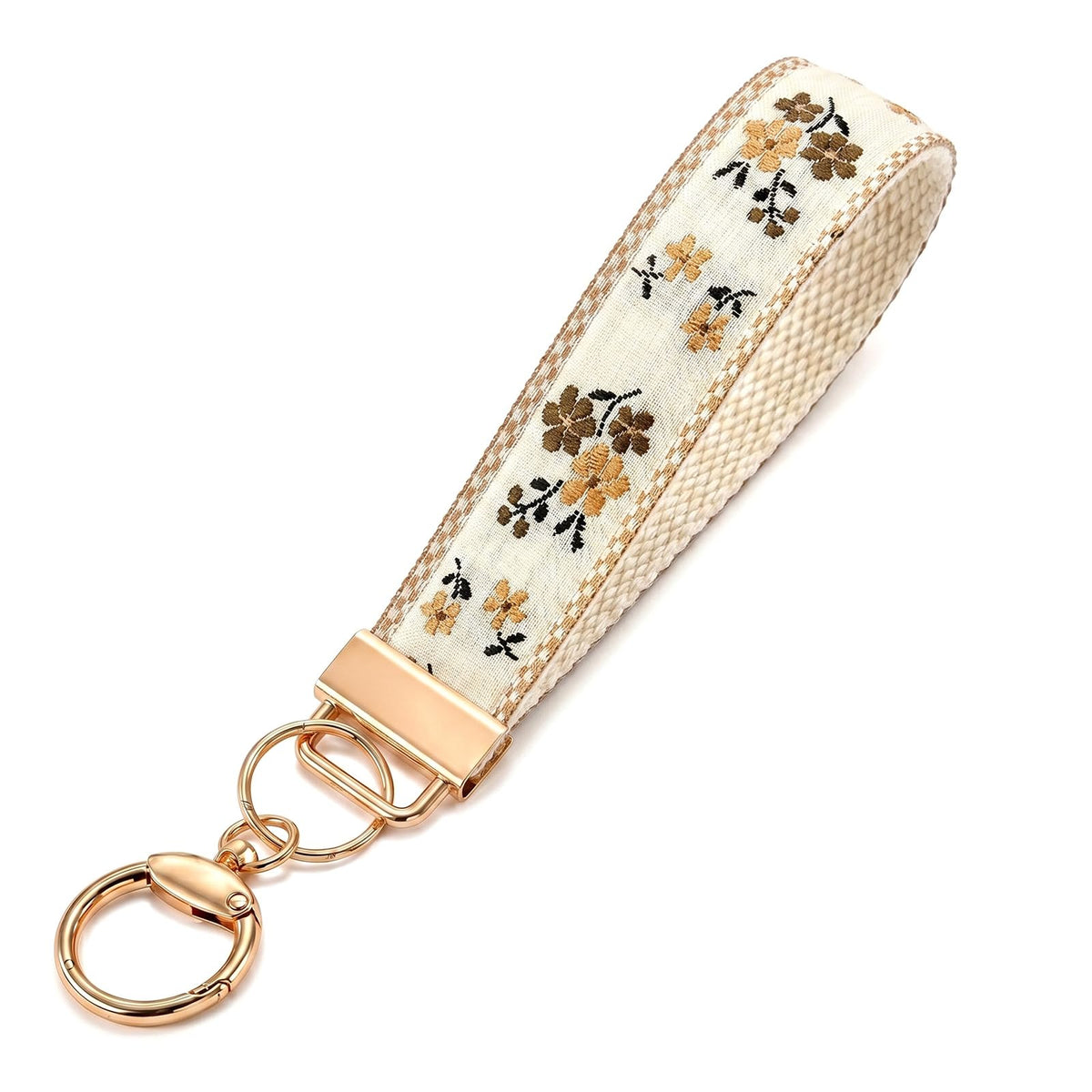 Angyape Embroidered Fabric Wristlet Keychain Cute Wrist Car Key Chain Holder Boho Accessories Handmade Gifts for Women