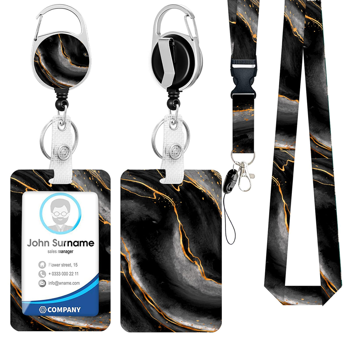 Cute Cartoon Happy Capybaras Breakaway Lanyard for ID Badges with Heavy-Duty Retractable Badge Reel & Carabiner, Adjustable Name Tag Holder for Teachers, Nurses, Students & Office Workers