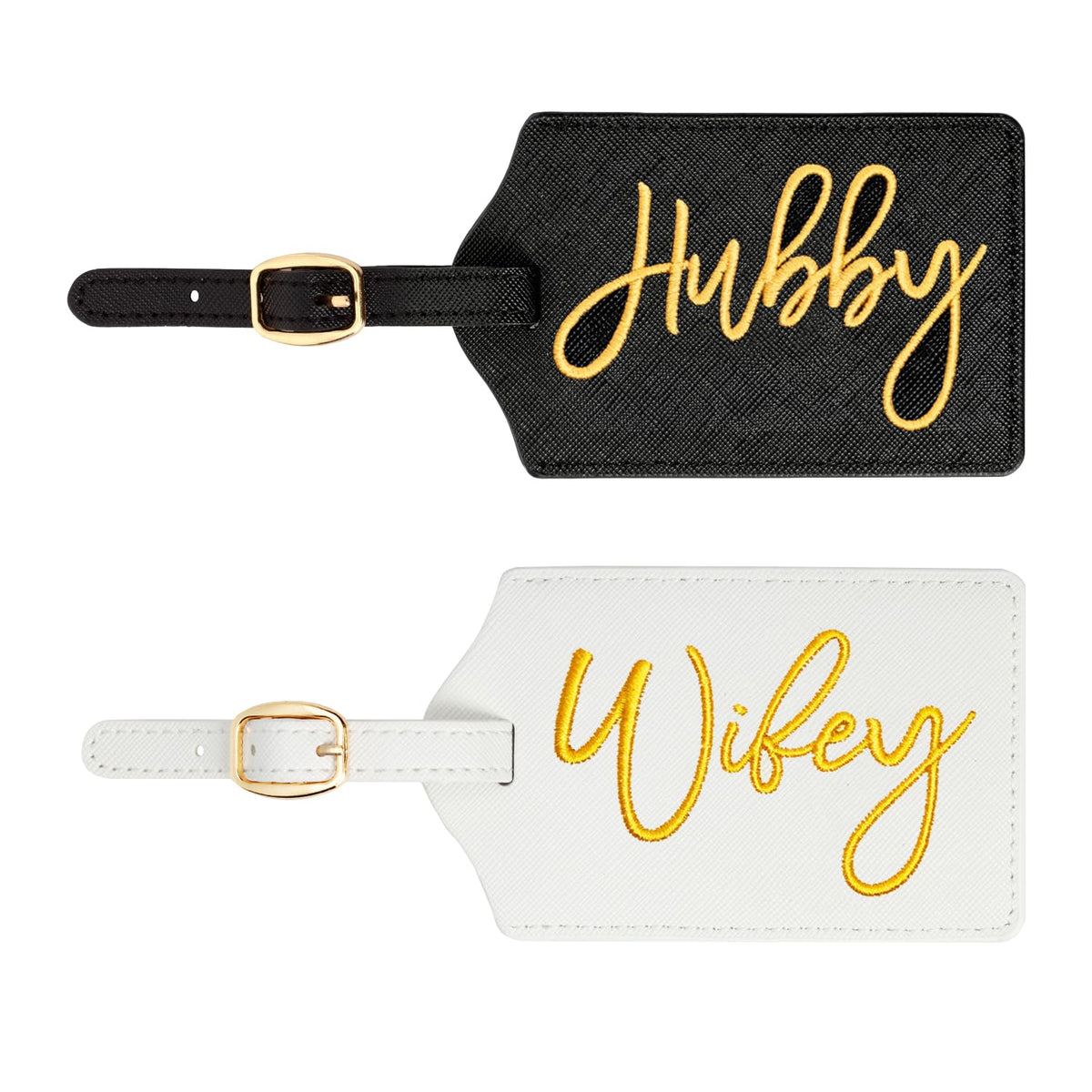 Mr and Mrs Luggage Tags Set of 2, Bride and Groom Travel Tags, Wedding Gifts for Couples 2026, Honeymoon Travel Essentials, Bridal Shower Engagement Gift (Mr Mrs-Black White Gold-2027)