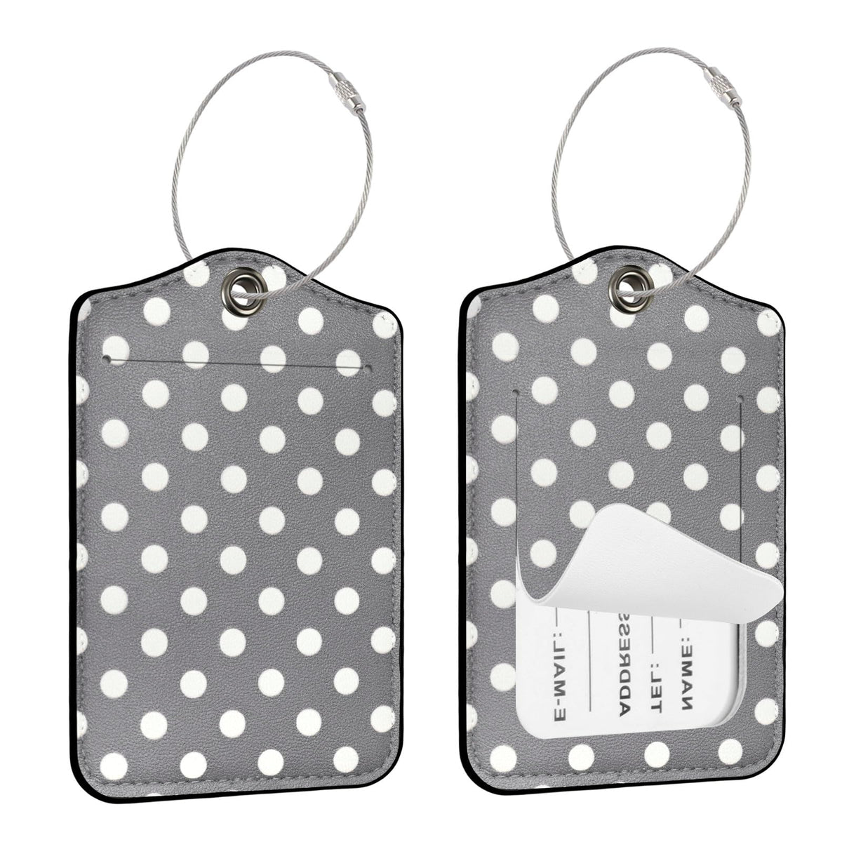 Seorsok 2Pcs Luggage Travel Tags for Suitcases,Cute Color Grids Checkered PU Leather Name Tag with Privacy Cover&ID Label Address Card and Durable Metal Ring Suitable for Men Women Handbags Backpack