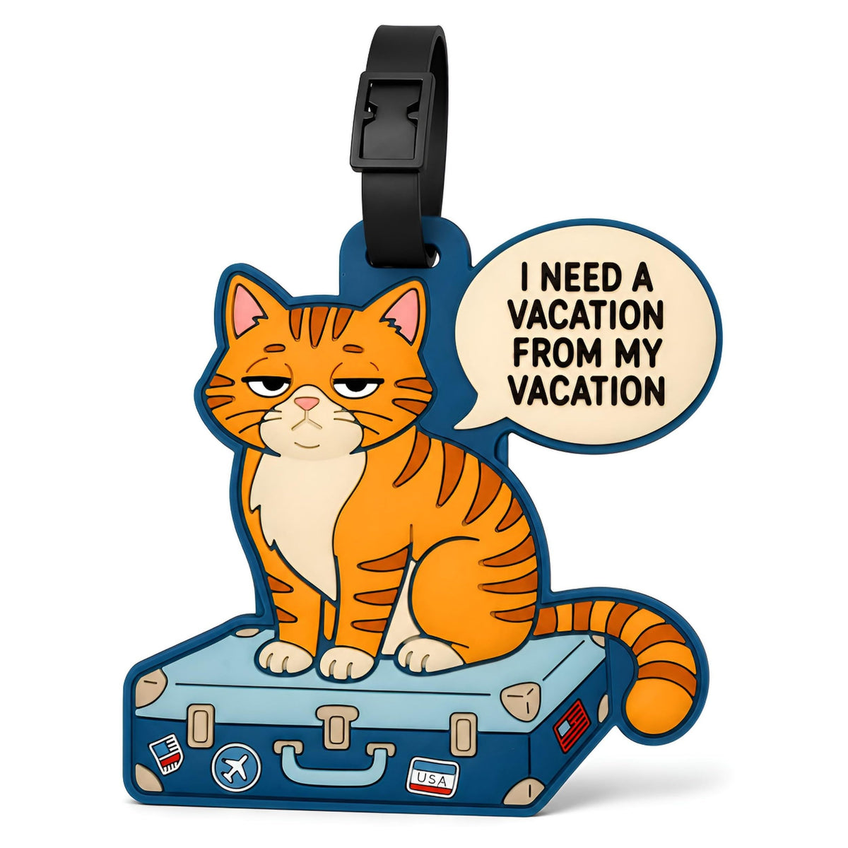 Peeking Black Cat Green Suitcase Silicone Luggage Tag for Travel Bags, Flexible Name Label with Adjustable Strap, Cute Identifier for Carry On, Backpacks, School Bags and Pet Lovers