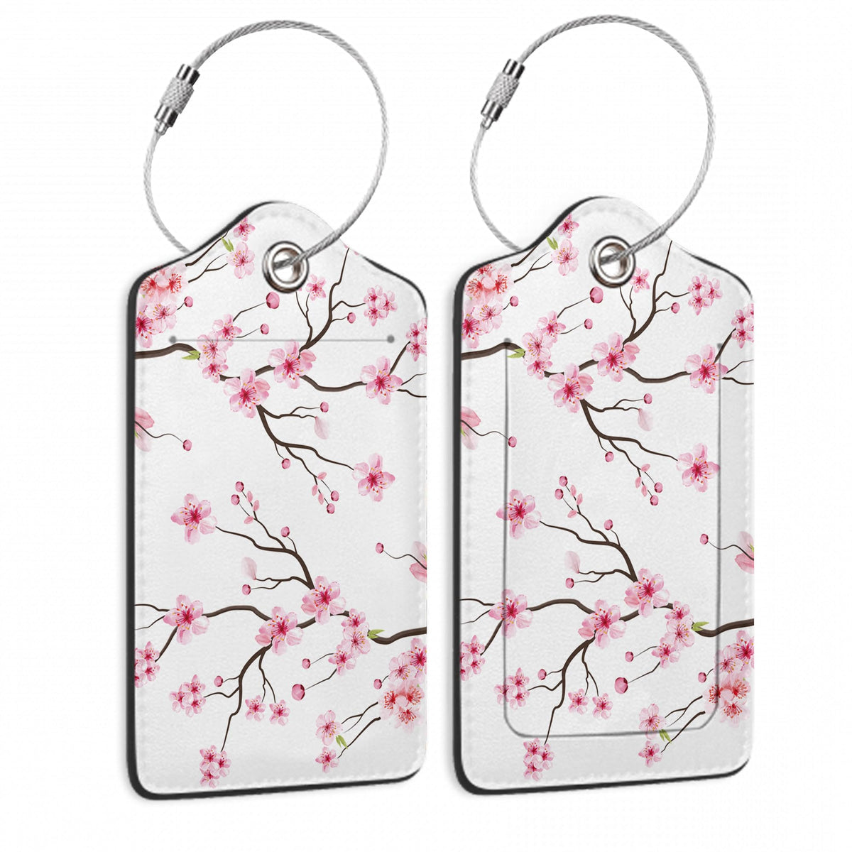 Travel Stamp Luggage Tags for Suitcase,2 Pack Retro Passport Carte Postale Luggage Tag Leather Privacy Cover ID Label with Stainless Steel Loop for Women Men Kids Girls