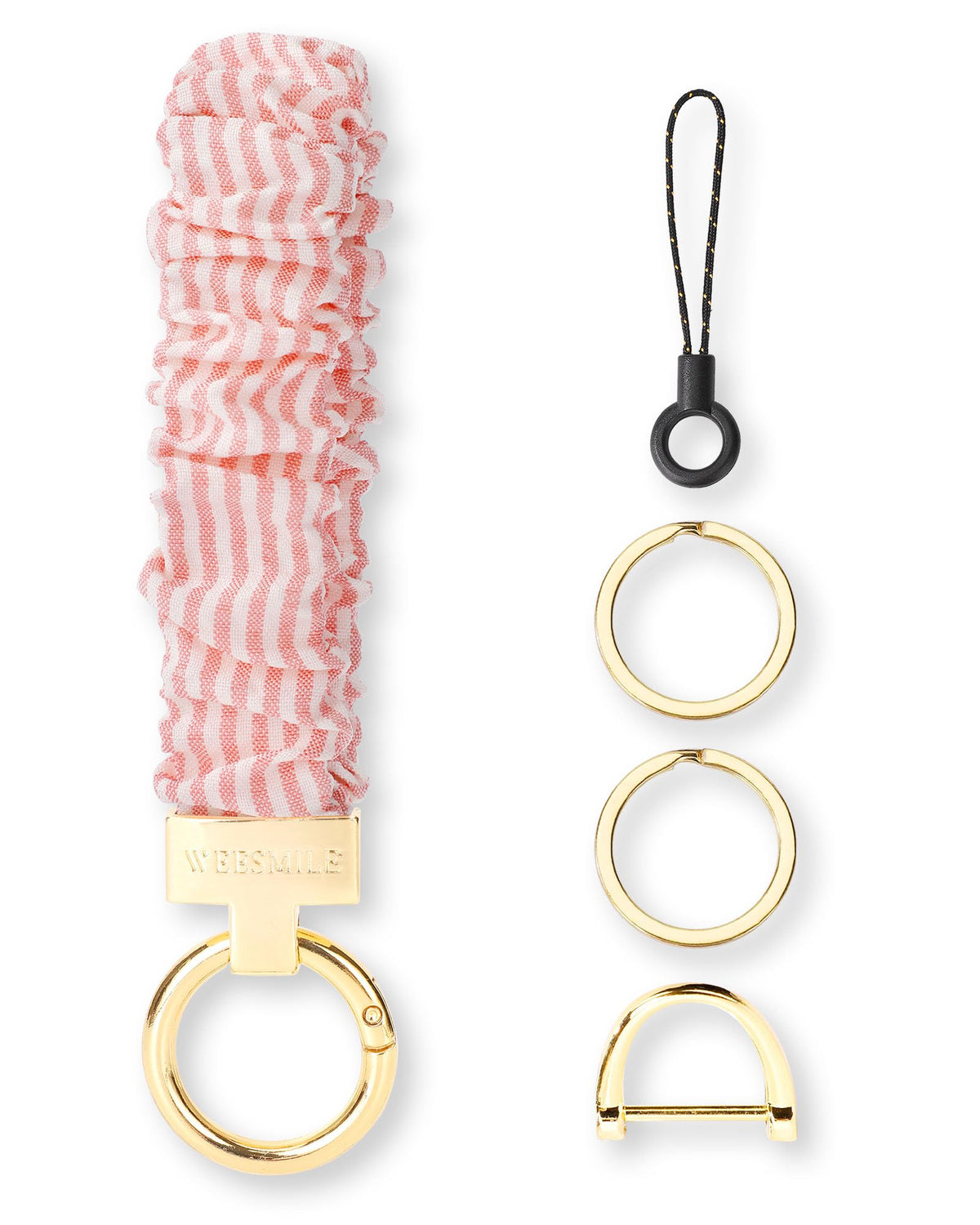 WEESMILE Scrunchie Keychain Wristlet for Car Key Chain with D Key Ring