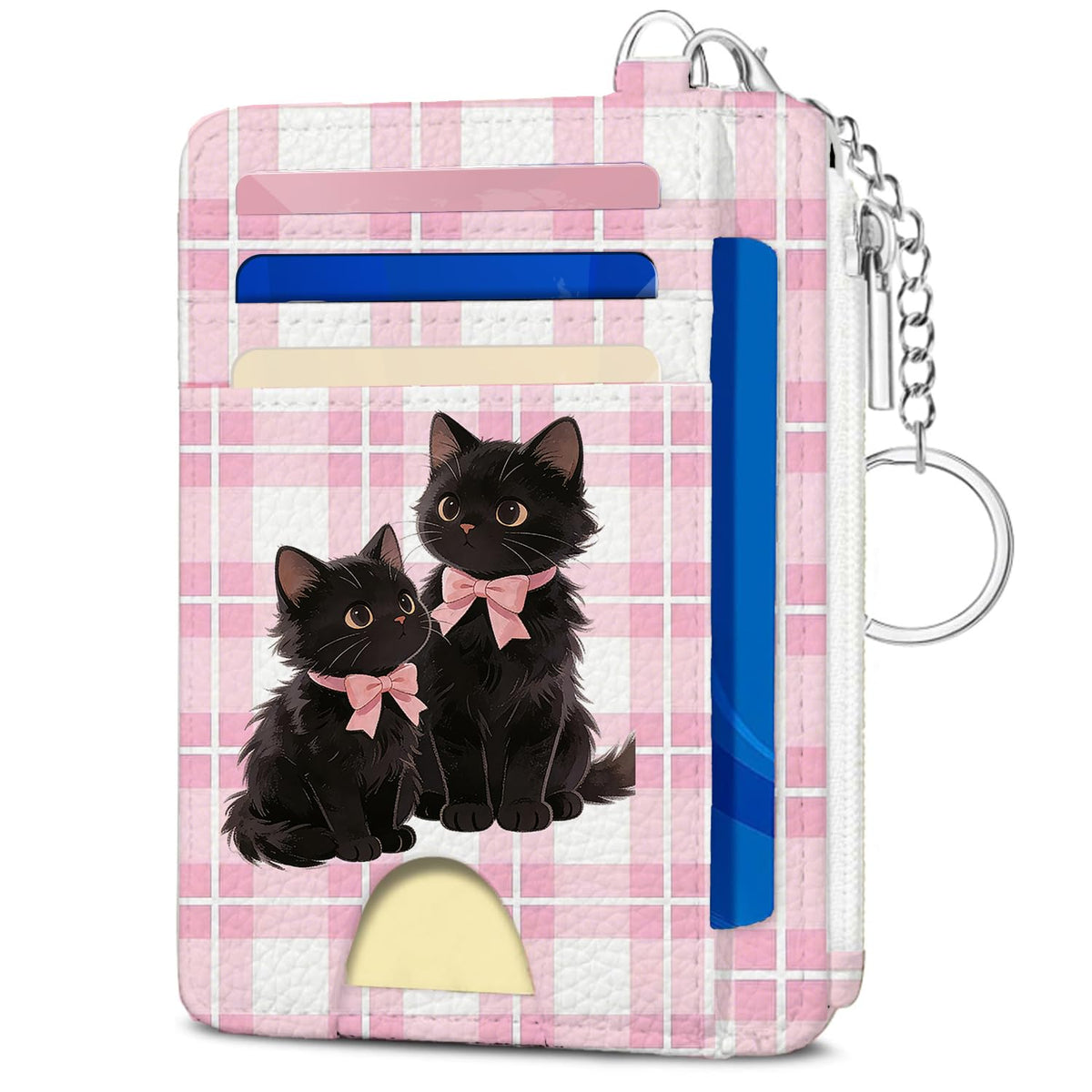 Book Lover Gift for Readers, Cute Reading Theme Card Holder Wallet, Literary Slim Credit Card Case with ID Window, Cartoon RFID Blocking Pocket Wallet Gift for Book Fans with Coin Zipper Keychain