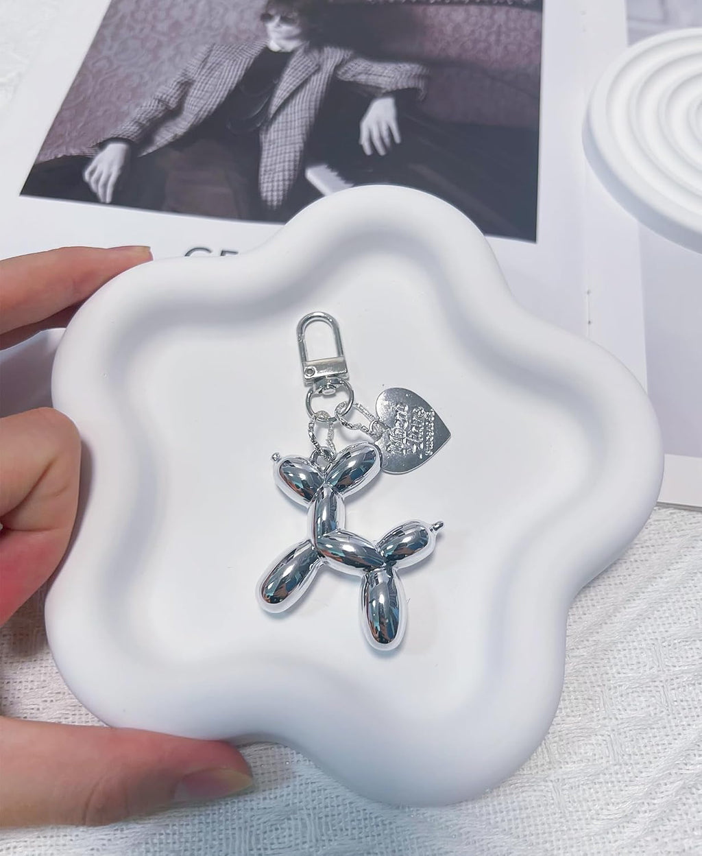 LAEKOU Jelly Balloon Dog Keychain for Women, Cute Bag Charms Key Chain