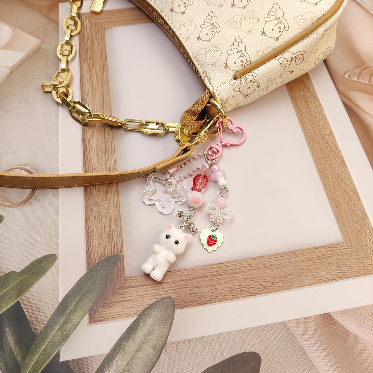 Cute Pink Fuzzy Cat Aesthetic Y2K Stylish Keychains
