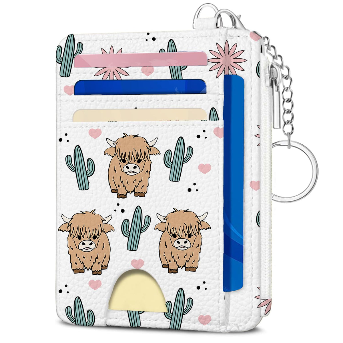 Book Lover Gift for Readers, Cute Reading Theme Card Holder Wallet, Literary Slim Credit Card Case with ID Window, Cartoon RFID Blocking Pocket Wallet Gift for Book Fans with Coin Zipper Keychain