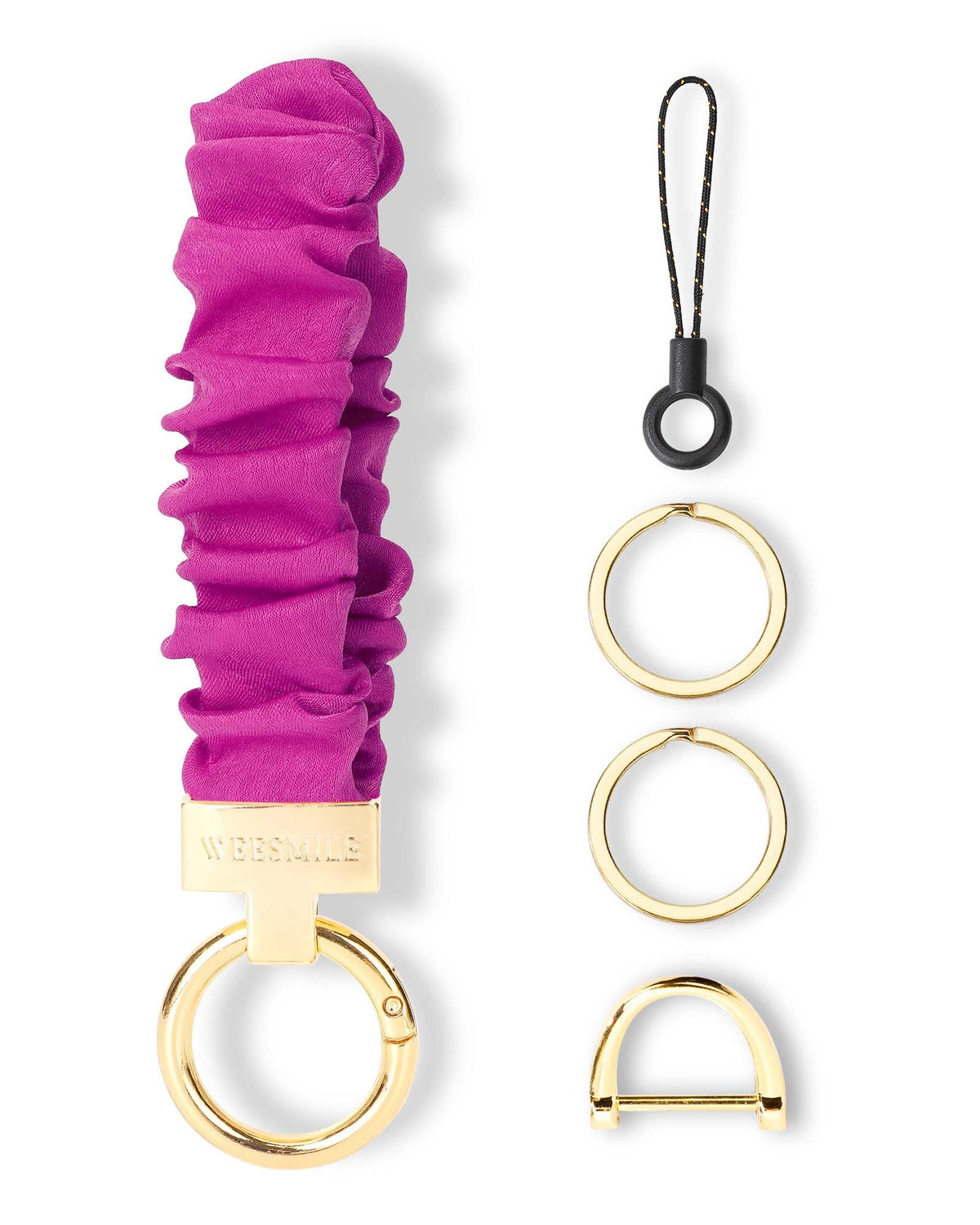 WEESMILE Scrunchie Keychain Wristlet for Car Key Chain with D Key Ring