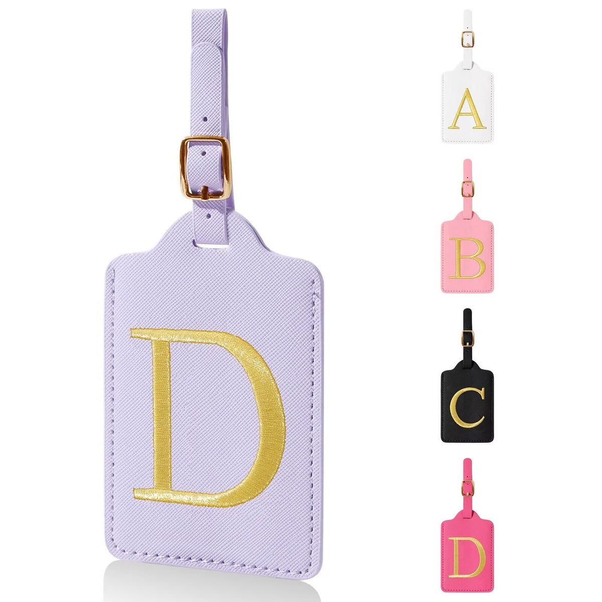 Personalized Initial Luggage Tags for Suitcases,Leather Letter Cute Luggage Tags with Privacy Name Card,Embroidered Monogrammed Travel Bag Backpack Tag Gifts for Women Kids Girls Teens(Rosered-A)