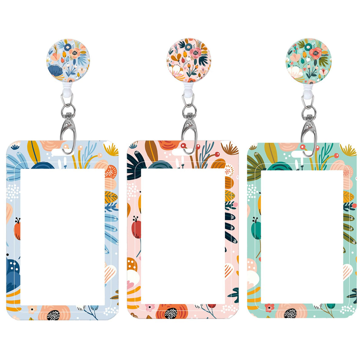 Badge Reels Retractable with Carabiner Reel Clip, Worker Badge Holder Belt Ferrule, Identity ID Badge Holder Case, Nurse Doctor Office School Teacher Name Credit Card Pocket (H-Marble Purple Pink)