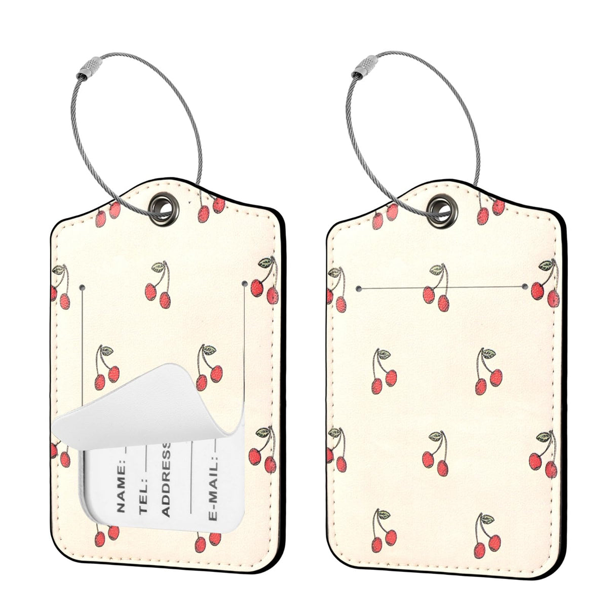 Seorsok 2 PCS Luggage Travel Tags for Suitcases,Cute Pink Leopard PU Leather Name Tag with Privacy Cover&ID Label Address Card and Durable Metal Ring Suitable for Men Women Handbags Backpack,Pink
