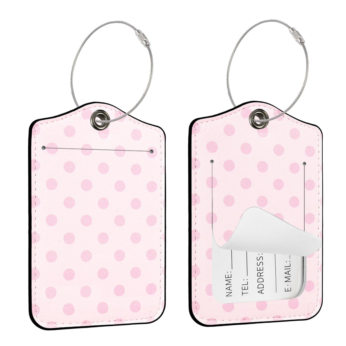 Seorsok 2Pcs Luggage Travel Tags for Suitcases,Cute Color Grids Checkered PU Leather Name Tag with Privacy Cover&ID Label Address Card and Durable Metal Ring Suitable for Men Women Handbags Backpack