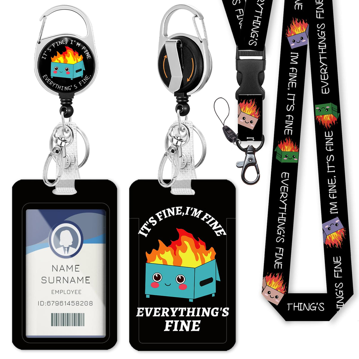 Gctriki Ocean Lanyards for ID Badges, Badge Holder Retractable Reel Clip