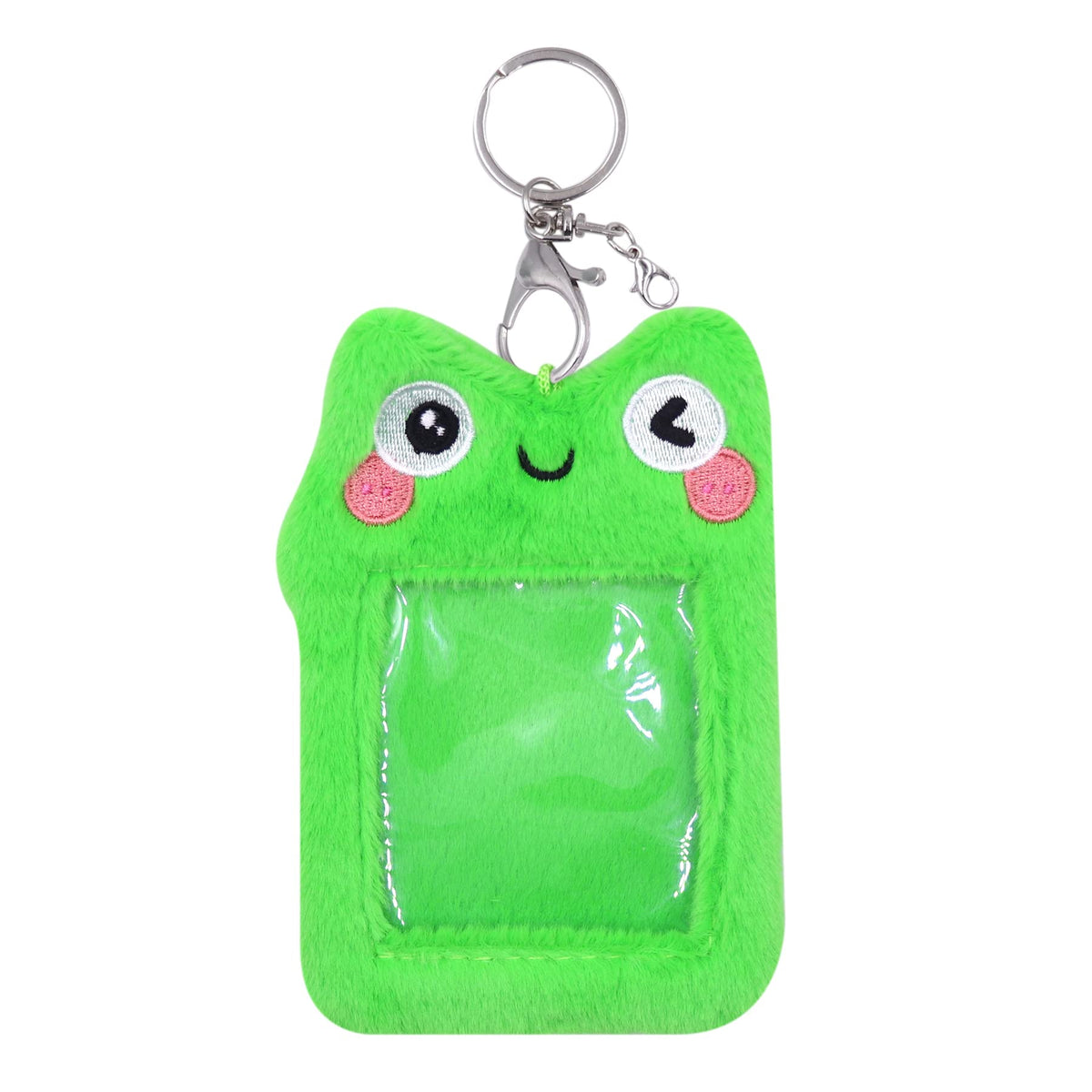 ZGMYC Cute Plush Kpop Photocard Holder with Keychain, Cartoon Bear Bunny Pig Photo Sleeve Card Holder Protector