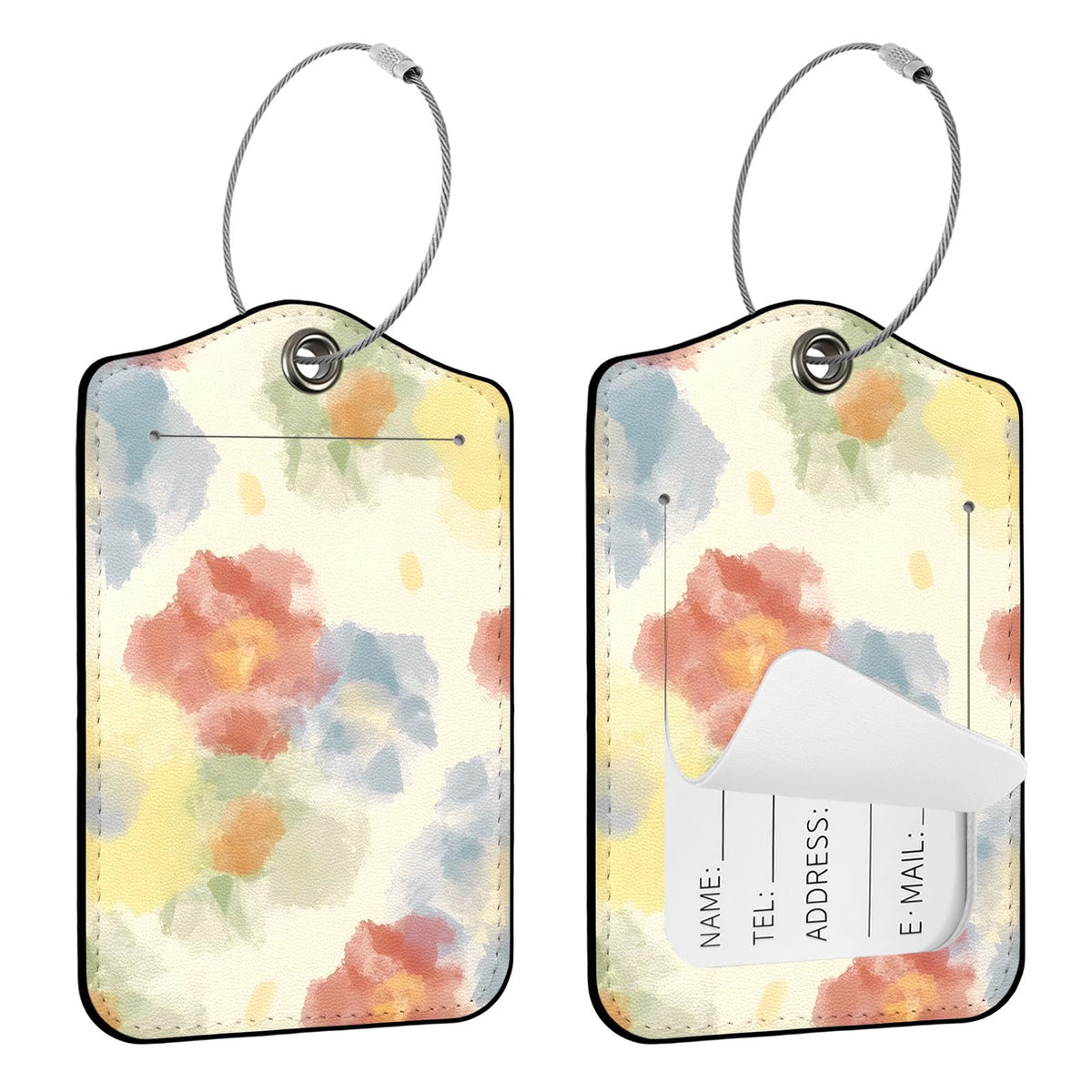Seorsok 2 PCS Luggage Travel Tags for Suitcases,Cute Pink Leopard PU Leather Name Tag with Privacy Cover&ID Label Address Card and Durable Metal Ring Suitable for Men Women Handbags Backpack,Pink