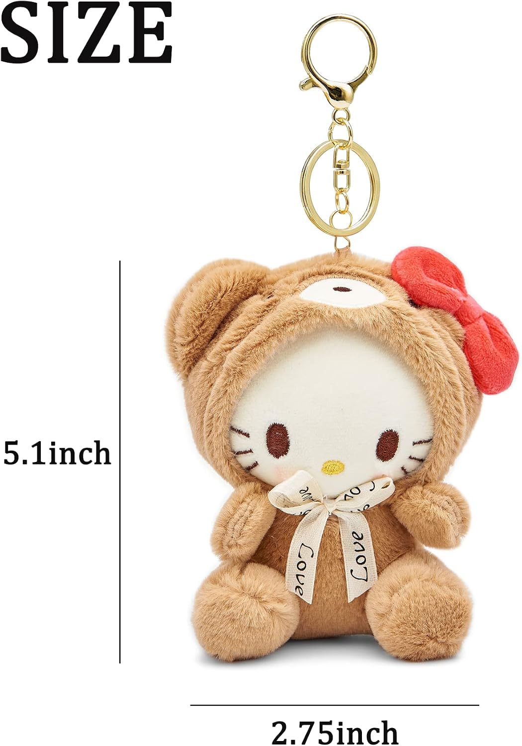 Sicpfuj Cute Plush Keychain for Women Girls, 5" Lovely Keychain Decorative Accessories, Purse Bag Backpack Charm