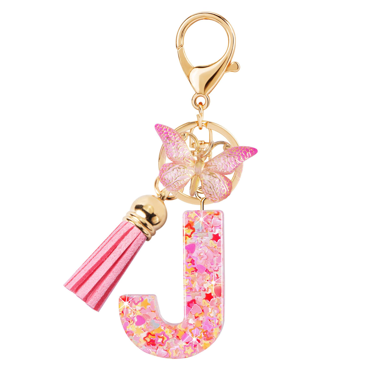 Initial letter Keychains for Women Girls Tassel Butterfly Cute Keychain for Wallet Backpack charm