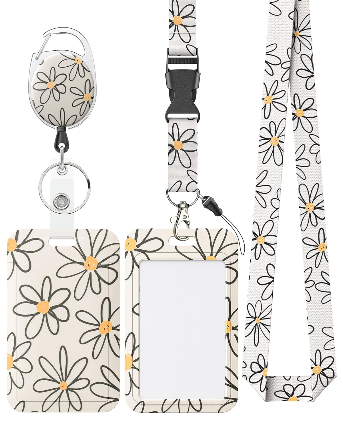 Uniclife Fashionable Sliding Badge Holder Leopard Print with Reel