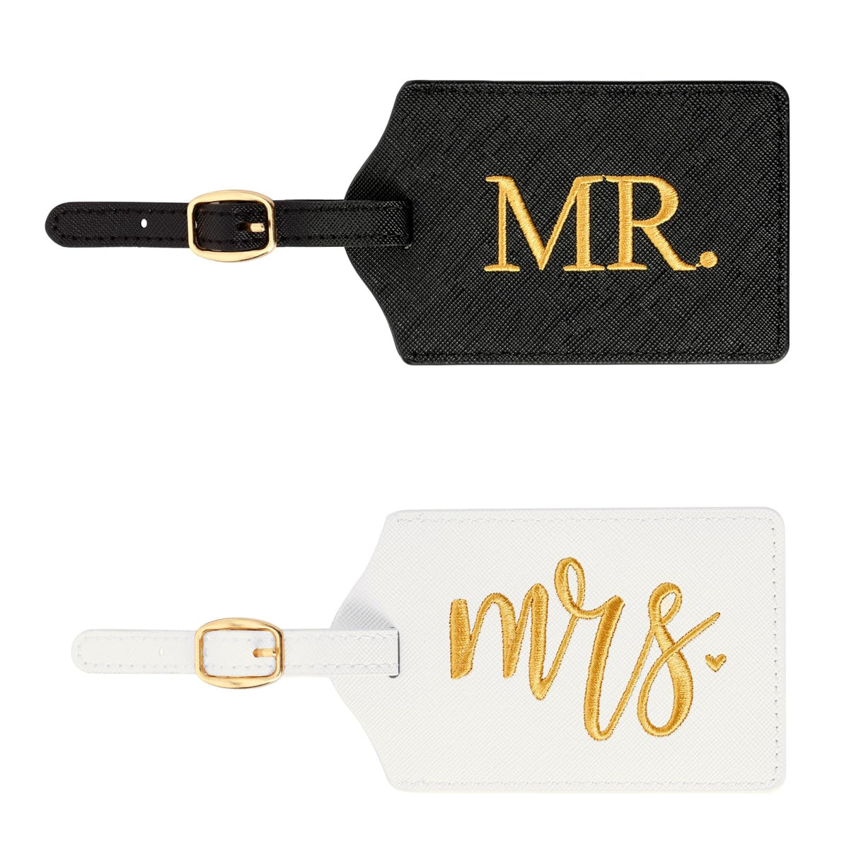 Mr and Mrs Luggage Tags Set of 2, Bride and Groom Travel Tags, Wedding Gifts for Couples 2026, Honeymoon Travel Essentials, Bridal Shower Engagement Gift (Mr Mrs-Black White Gold-2027)