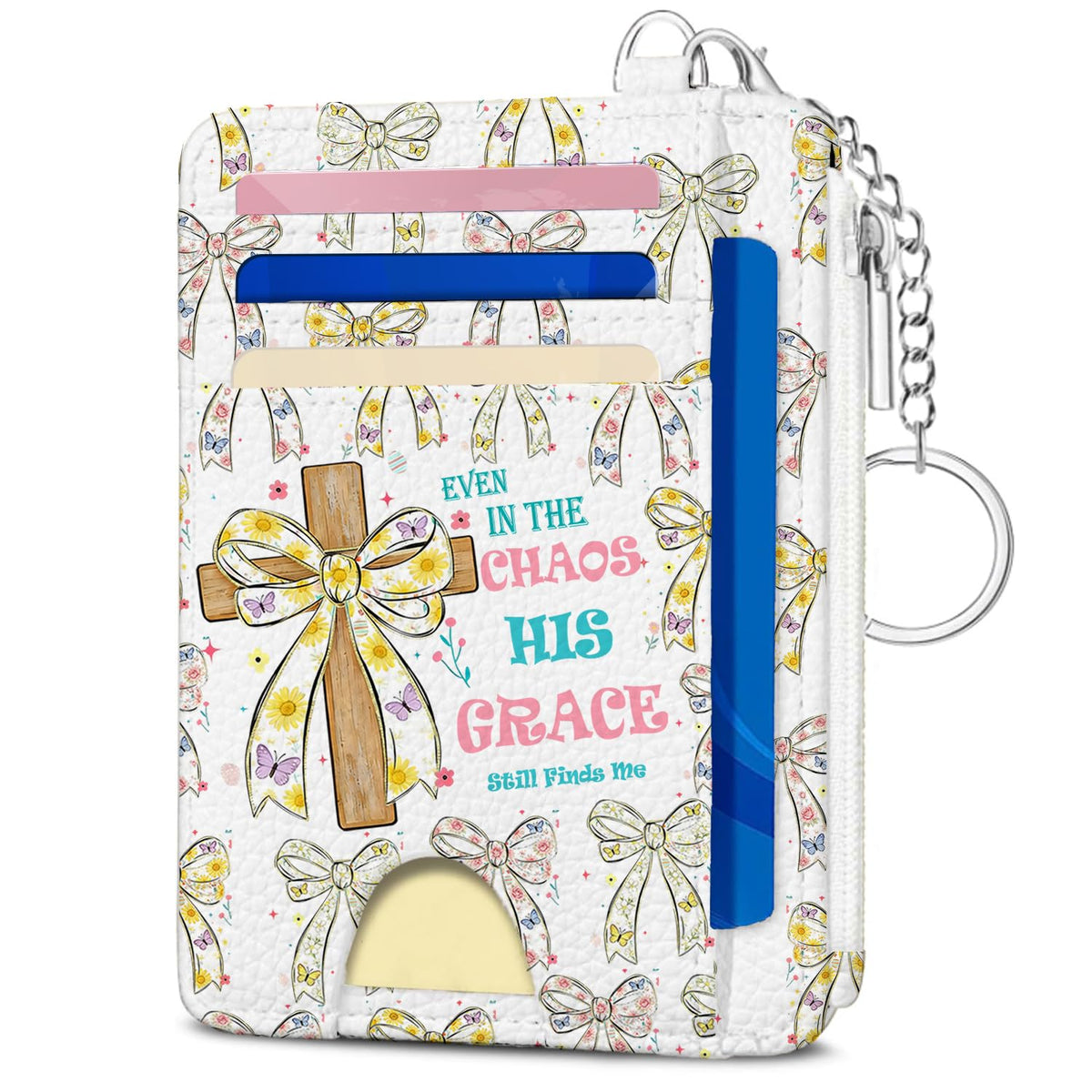Book Lover Gift for Readers, Cute Reading Theme Card Holder Wallet, Literary Slim Credit Card Case with ID Window, Cartoon RFID Blocking Pocket Wallet Gift for Book Fans with Coin Zipper Keychain