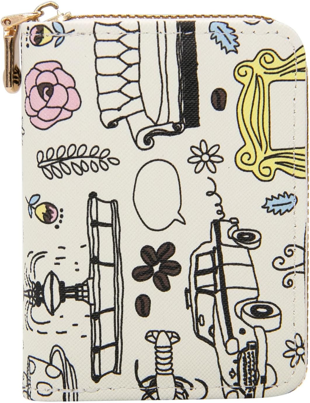 LJCZKA Credit Card Holder for Women Girls Small Card Case Short Flower Cute Accordion Organizer Coin Purse with Zipper