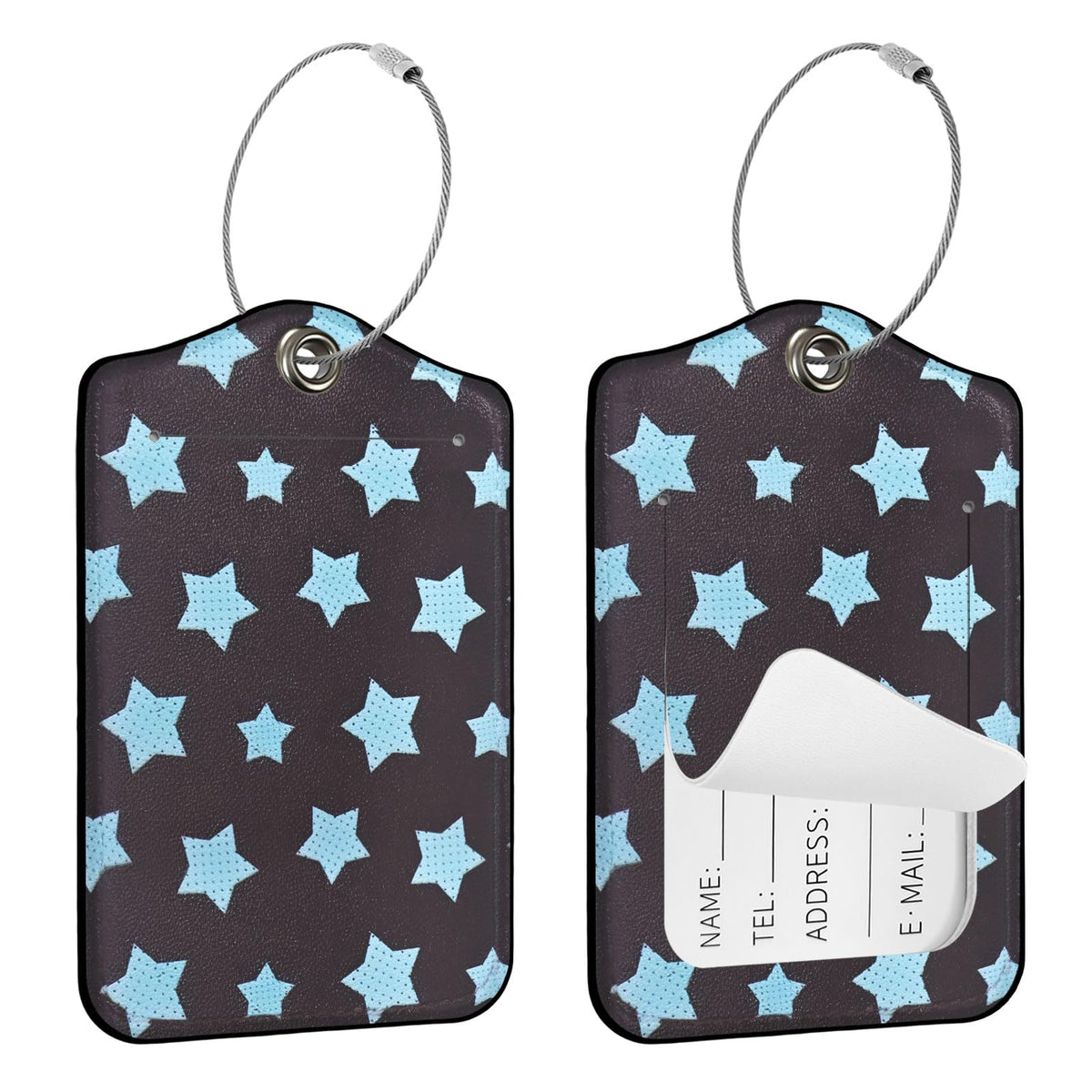 Seorsok 2Pcs Luggage Travel Tags for Suitcases,Cute Color Grids Checkered PU Leather Name Tag with Privacy Cover&ID Label Address Card and Durable Metal Ring Suitable for Men Women Handbags Backpack