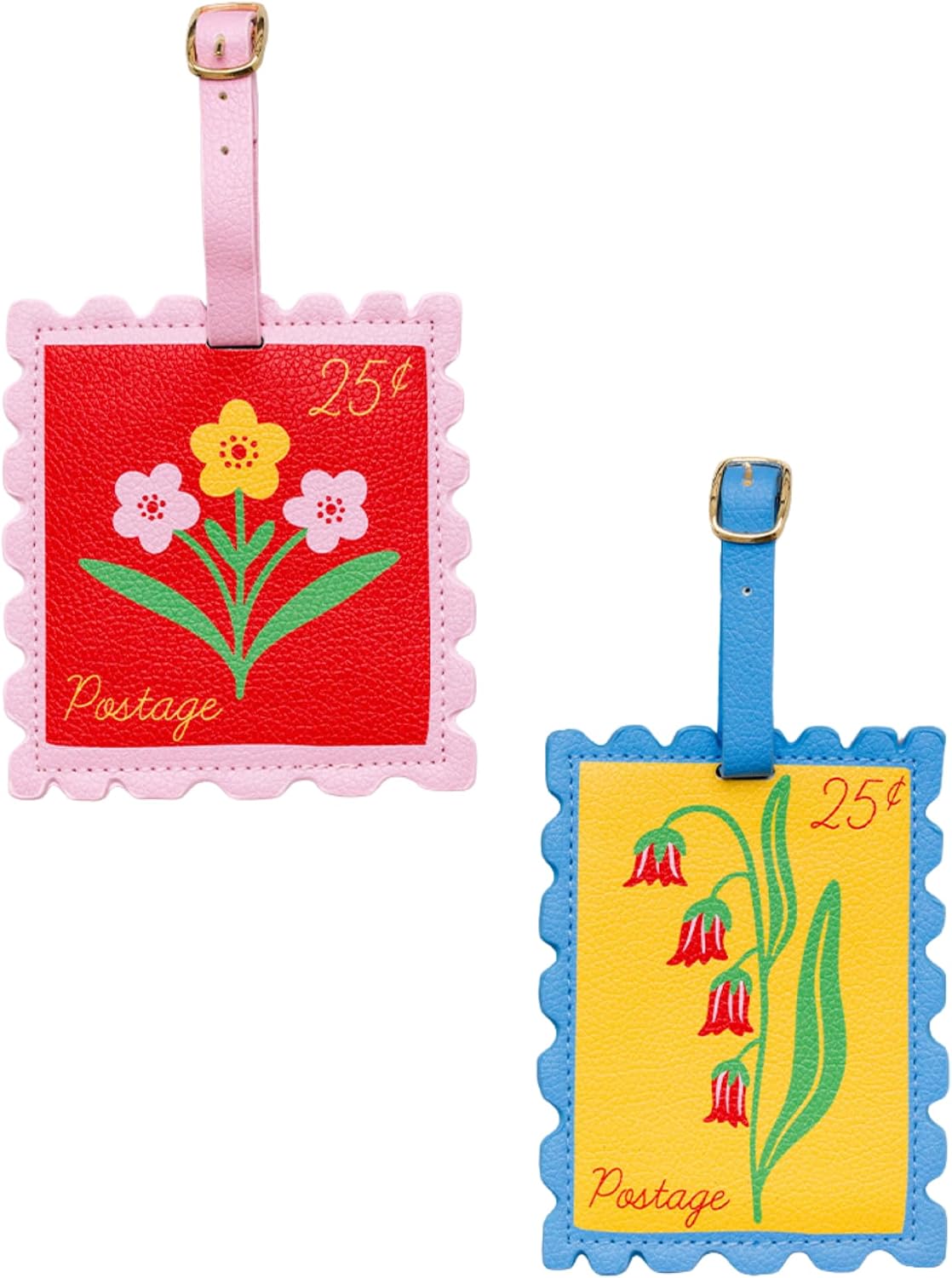 ban.do Novelty Shaped Leatherette Luggage Tag Set of 2 (Stamps)