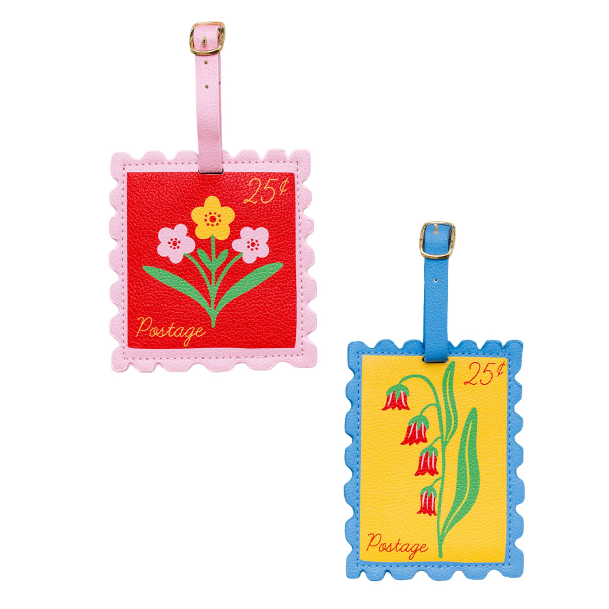 ban.do Novelty Shaped Leatherette Luggage Tag Set of 2 (Stamps)