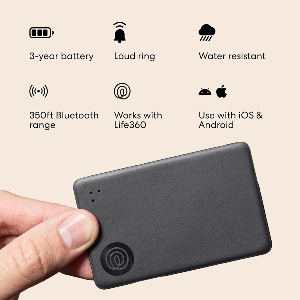 Life360 Tile Slim - Wallet Finder, Bluetooth Tracker and Item Locator for Luggage Tags, Passports and More. Both iOS and Android Compatible. Phone Finder. 1-Pack (Black)