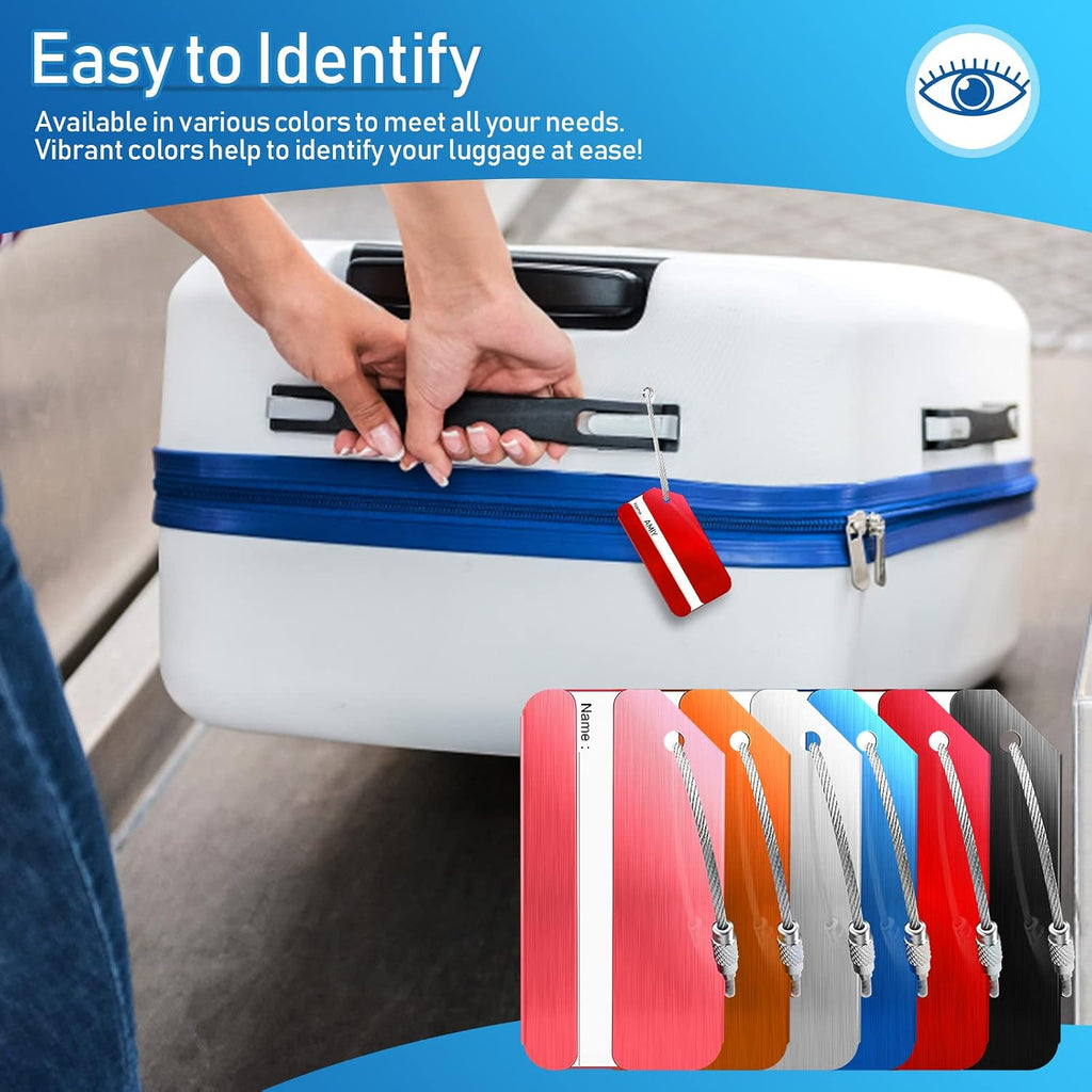 Wonwood_direct Aluminum Luggage Tag for Suitcase, 6 Pack Metal Luggage Tag