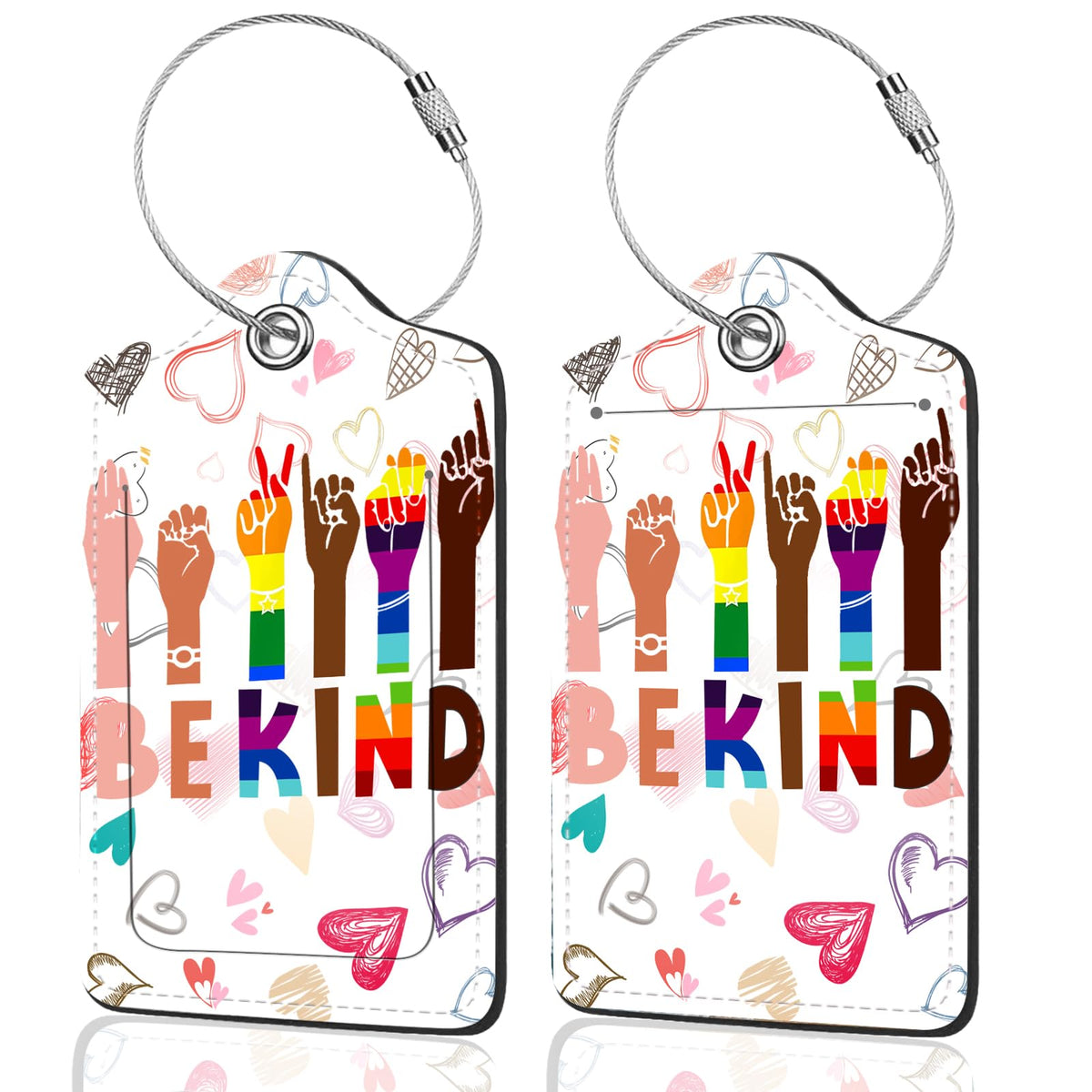 2Pack Luggage Tags for Suitcases, Cute Unique Pu Leather Cruise Luggage Tag with Privacy Cover ID Label Address Card and Metal Ring Suitable for Women Men Kids Travel Bag Inspirational Language
