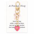 YOJO Pink Initial Letter Keychain with Enamel Bow and Heart Pendant