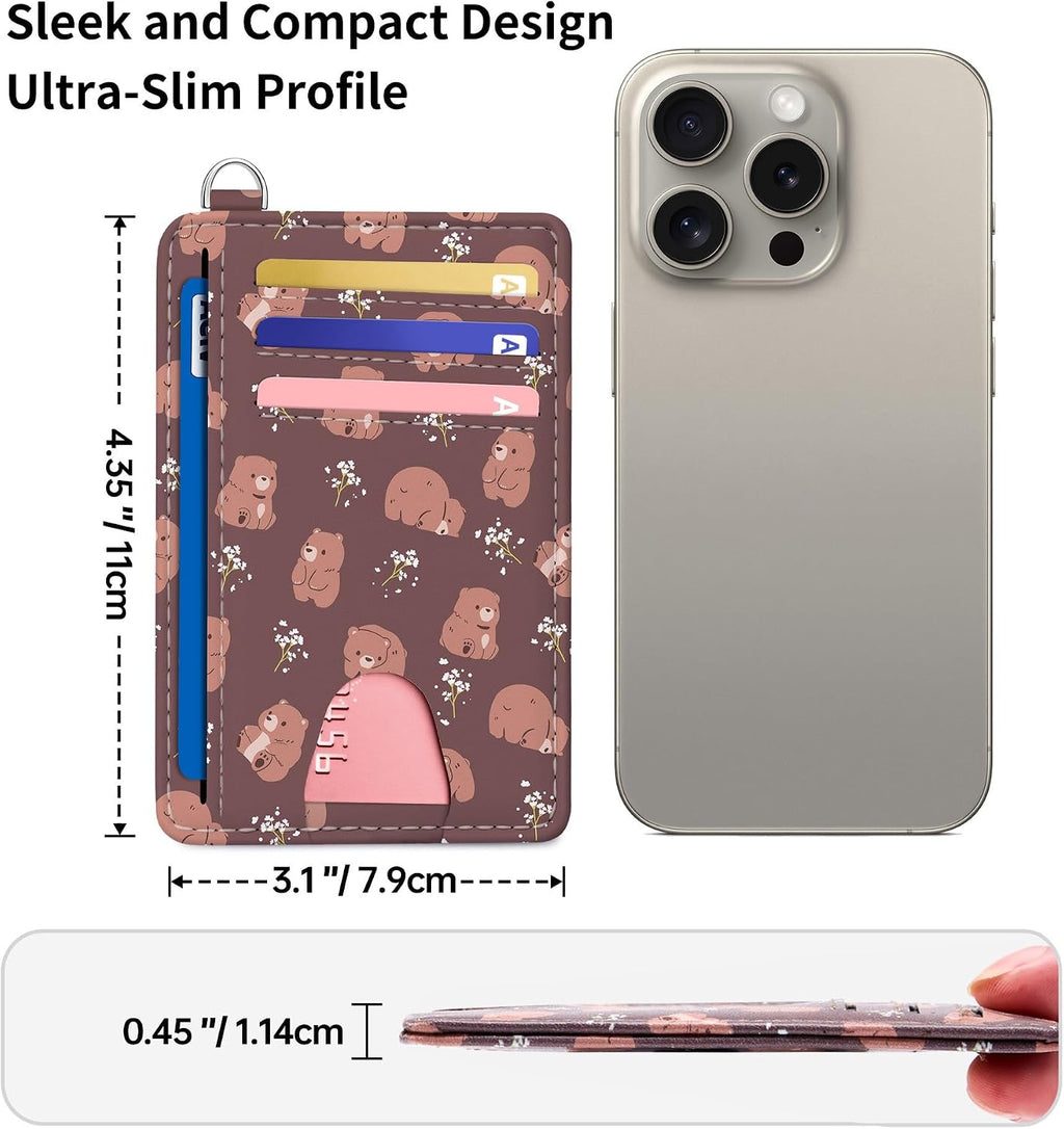 Mayski Slim Wallet, Credit Card Holder for Women, Minimalist Front Pocket RFID Blocking Card Cases, Small Wallet Women Men(Cute Bear)