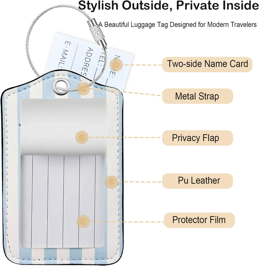 Luggage Tag, Premium Faux Leather Travel ID Tag, Stylish Suitcase Accessory