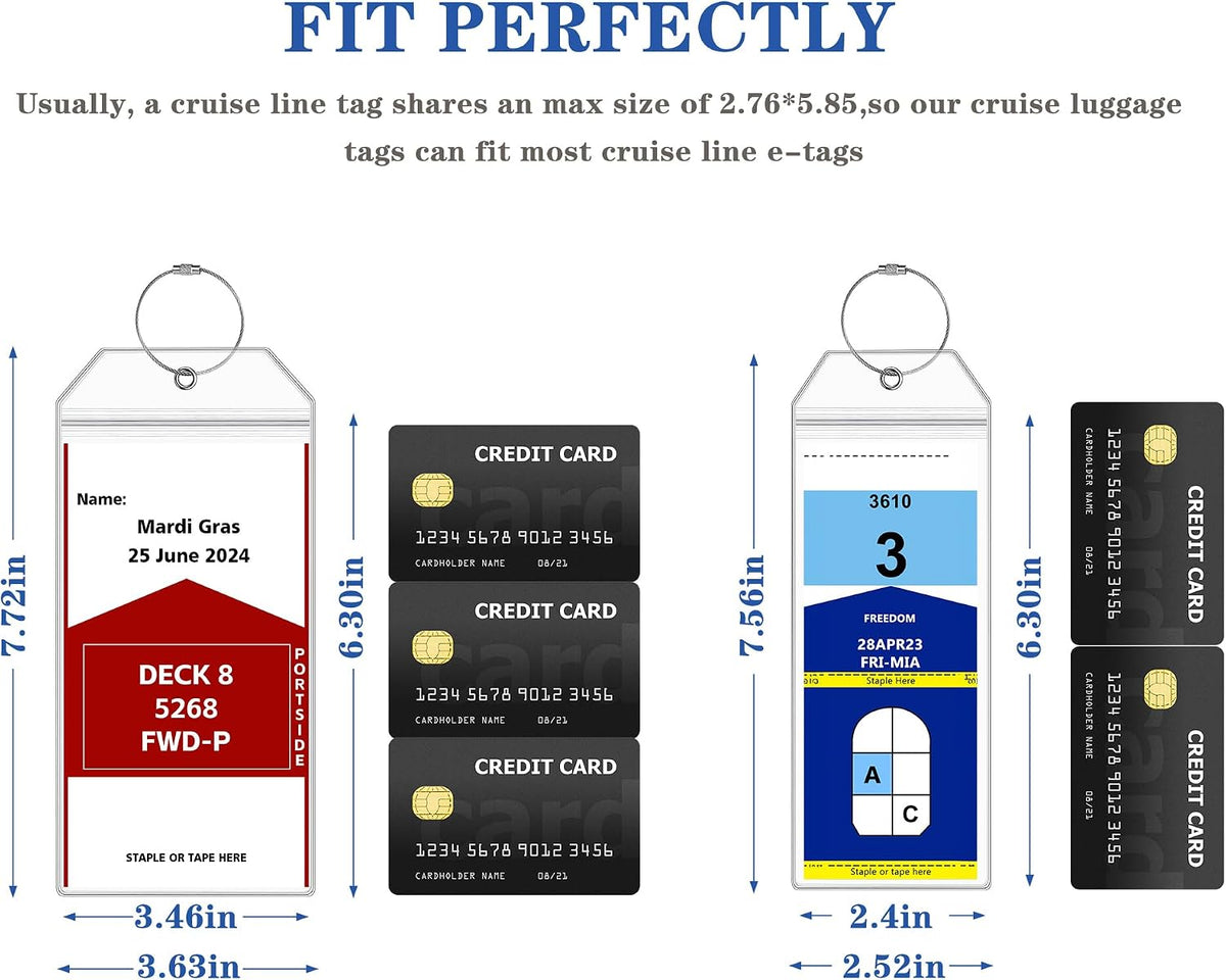 6 Pack Luggage Tags Travel Essentials & Cruise Essentials 2026-2027 for Carnival, NCL, Princess, Costa, MSC Cruise Ships by SEAVILIA