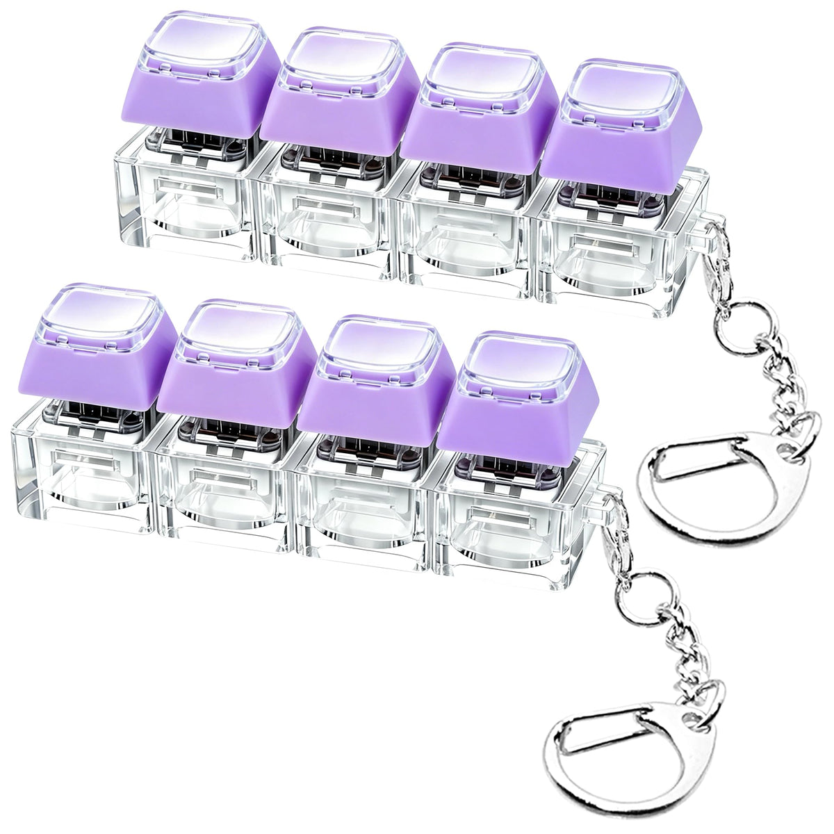 2 PCS Keyboard Fidget Toy, Keyboard Fidget Keychain 4-in-1 Keyboard Decompression Button Finger Clicker Toys, Button Stress Relief Fidget Gifts to Relief Stress (Purple Blue Pink Orange)