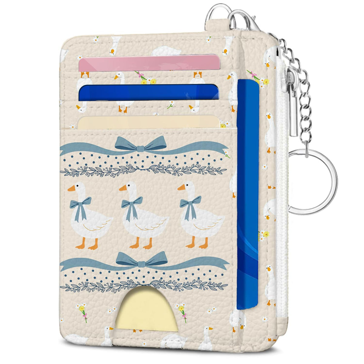 Book Lover Gift for Readers, Cute Reading Theme Card Holder Wallet, Literary Slim Credit Card Case with ID Window, Cartoon RFID Blocking Pocket Wallet Gift for Book Fans with Coin Zipper Keychain