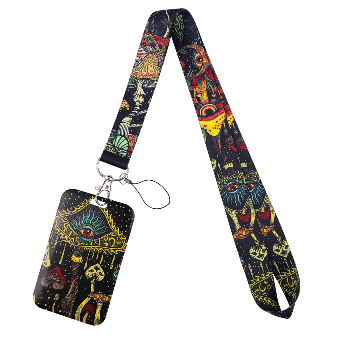 Cartoon Cat Lanyard for Keys for Women Kids with Sliding Style ID Badge Card Holder Keychain Neck Lanyard Clip for School Work Nametag