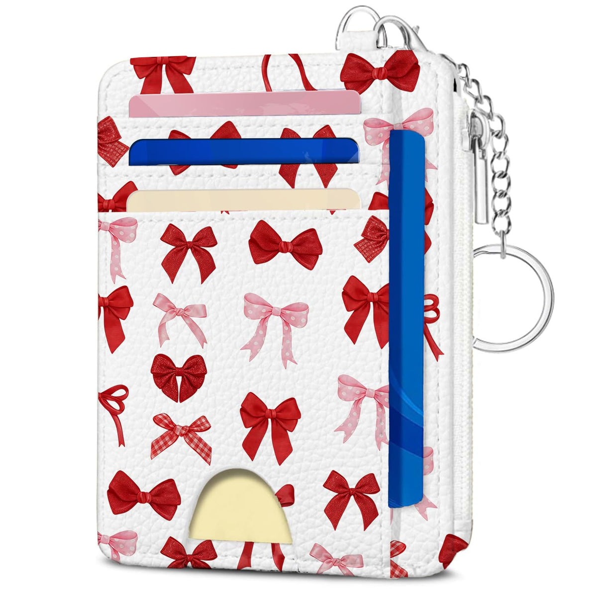 Book Lover Gift for Readers, Cute Reading Theme Card Holder Wallet, Literary Slim Credit Card Case with ID Window, Cartoon RFID Blocking Pocket Wallet Gift for Book Fans with Coin Zipper Keychain