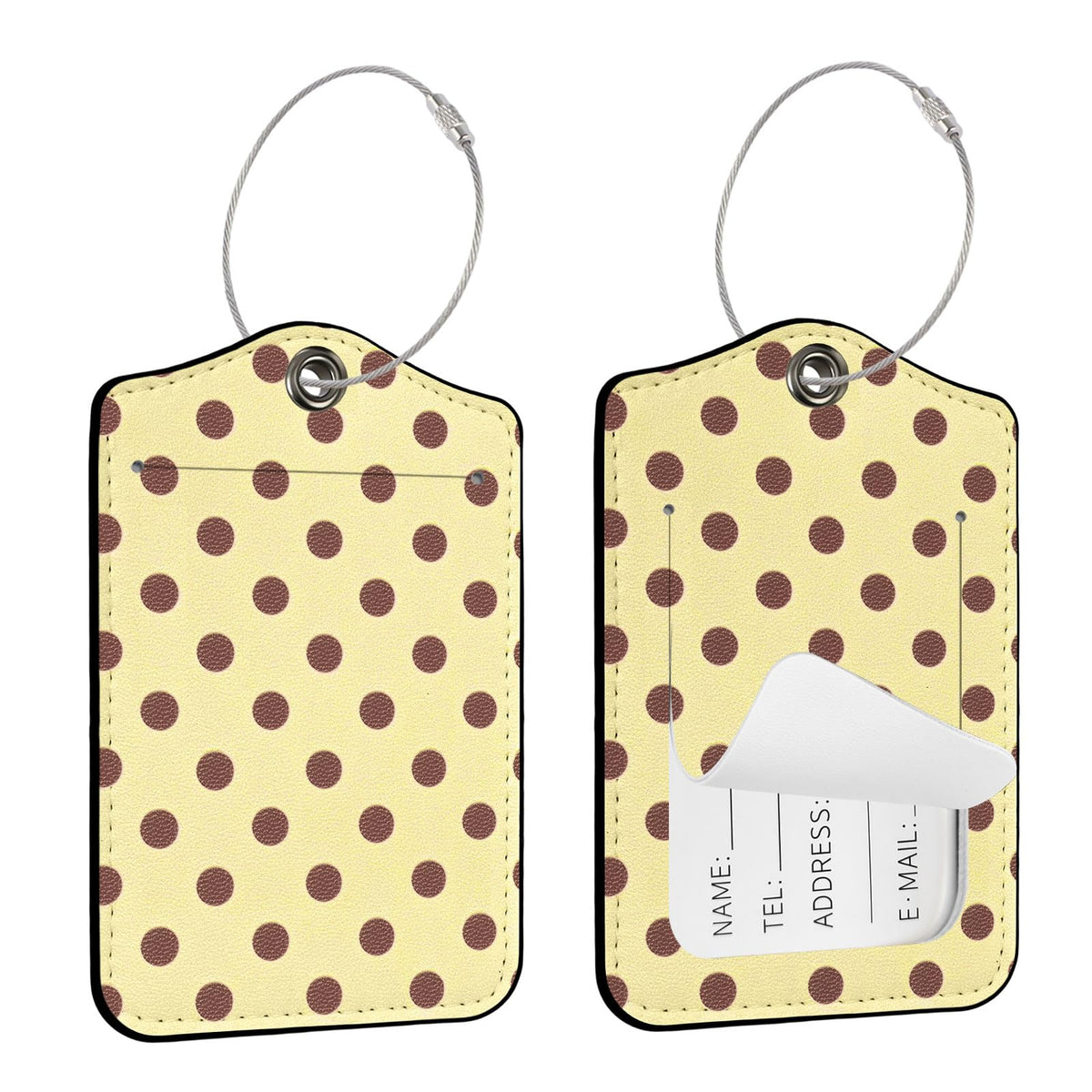 Seorsok 2Pcs Luggage Travel Tags for Suitcases,Cute Color Grids Checkered PU Leather Name Tag with Privacy Cover&ID Label Address Card and Durable Metal Ring Suitable for Men Women Handbags Backpack