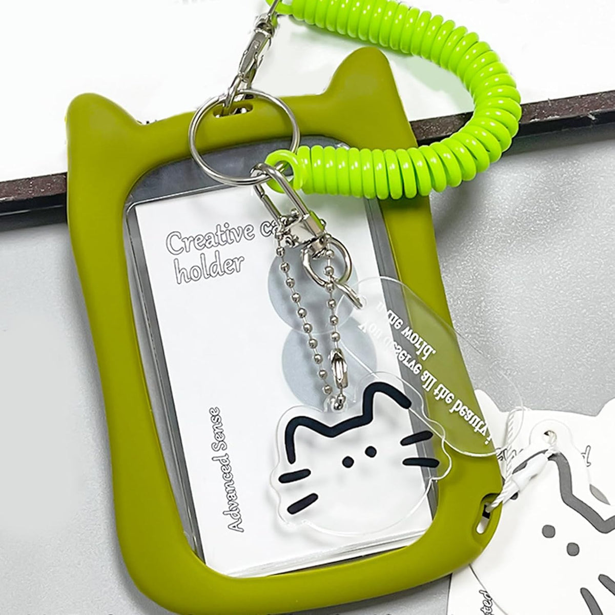 Lovely Card Covers Credit Card Case Protective Sleeve Photocard Holders Cats Ear Bus Card Protector Keychain Pendant