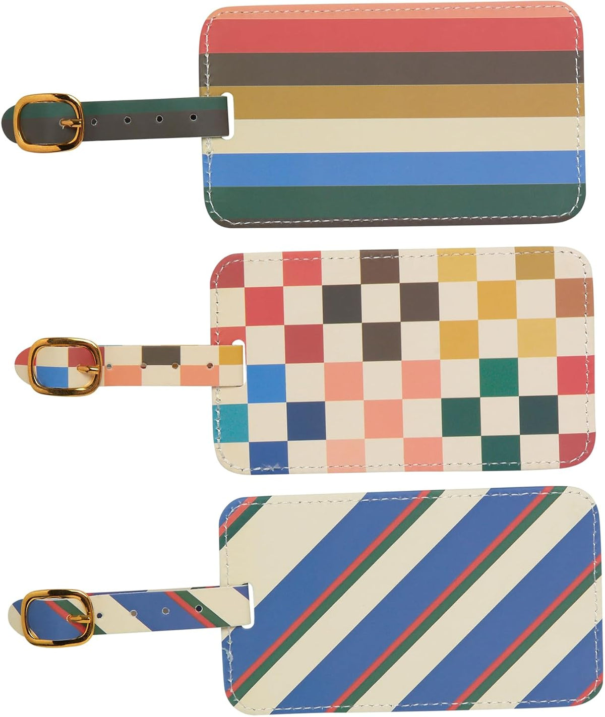 WORLD TRAVELER Luggage Tag Set 3 Pack Faux Leather Baggage Tags w/ID Cards