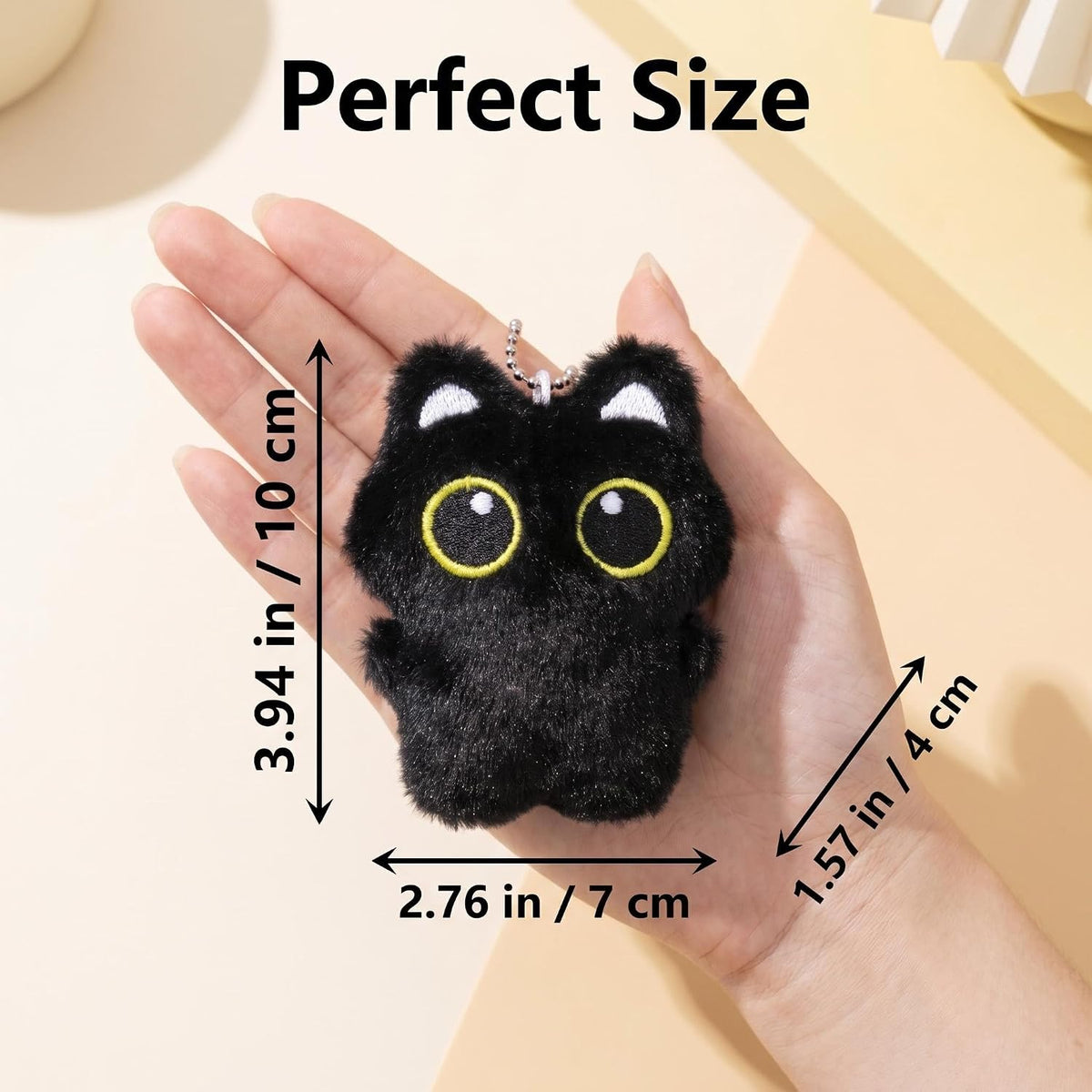 Black Cat Plush Keychain Cute Bag Charm Gift for Women