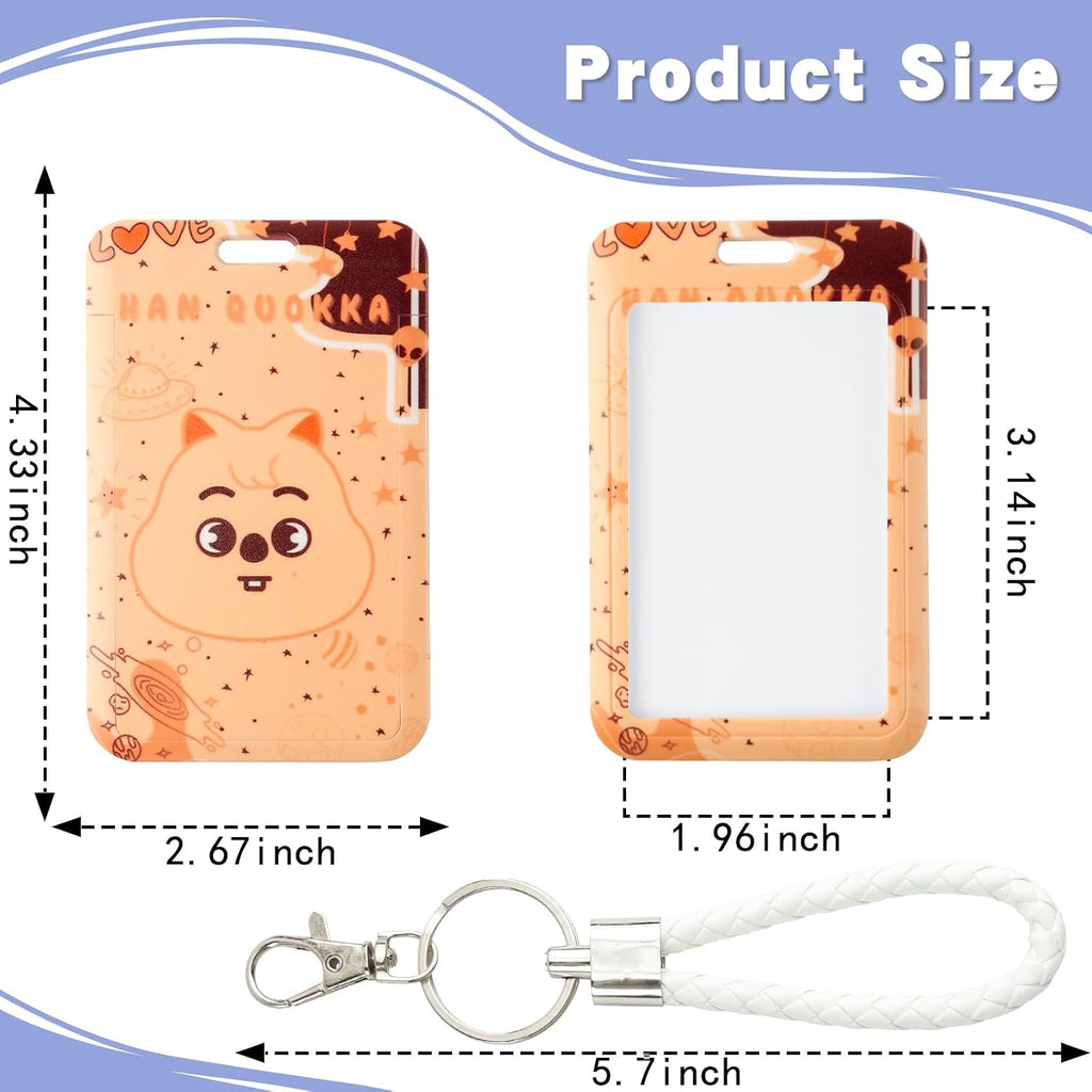 SK-Z Cartoon Photocard Holder with Lanyard, Cute Animal Themed Photocard Holder Keychain Hard Shell Protective Photo Sleeves