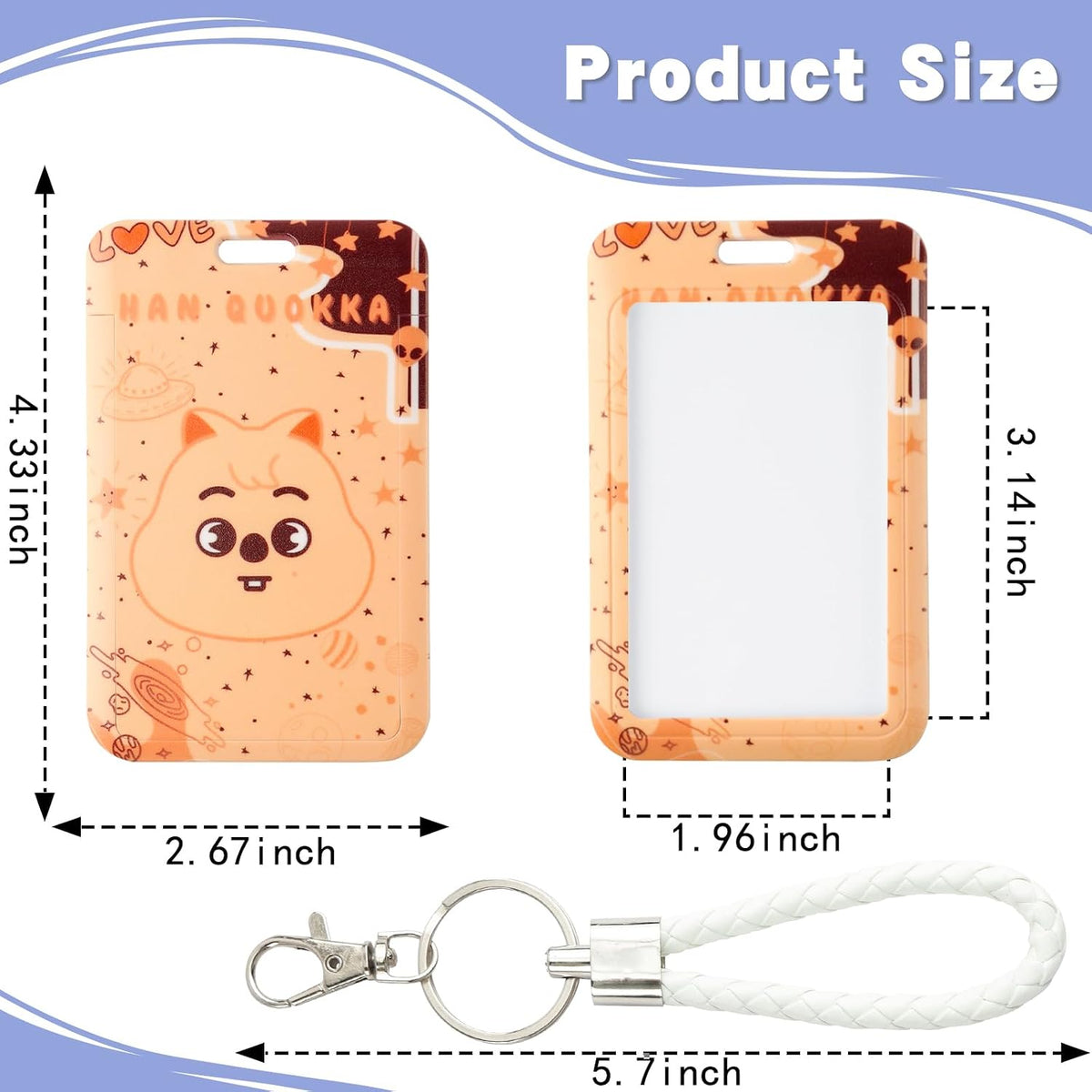 SK-Z Cartoon Photocard Holder with Lanyard, Cute Animal Themed Photocard Holder Keychain Hard Shell Protective Photo Sleeves