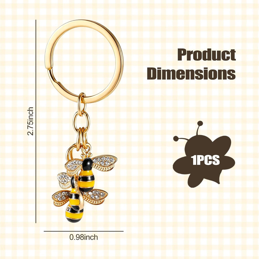 Bee Keychain, Honey Bee Charm Gift for Women