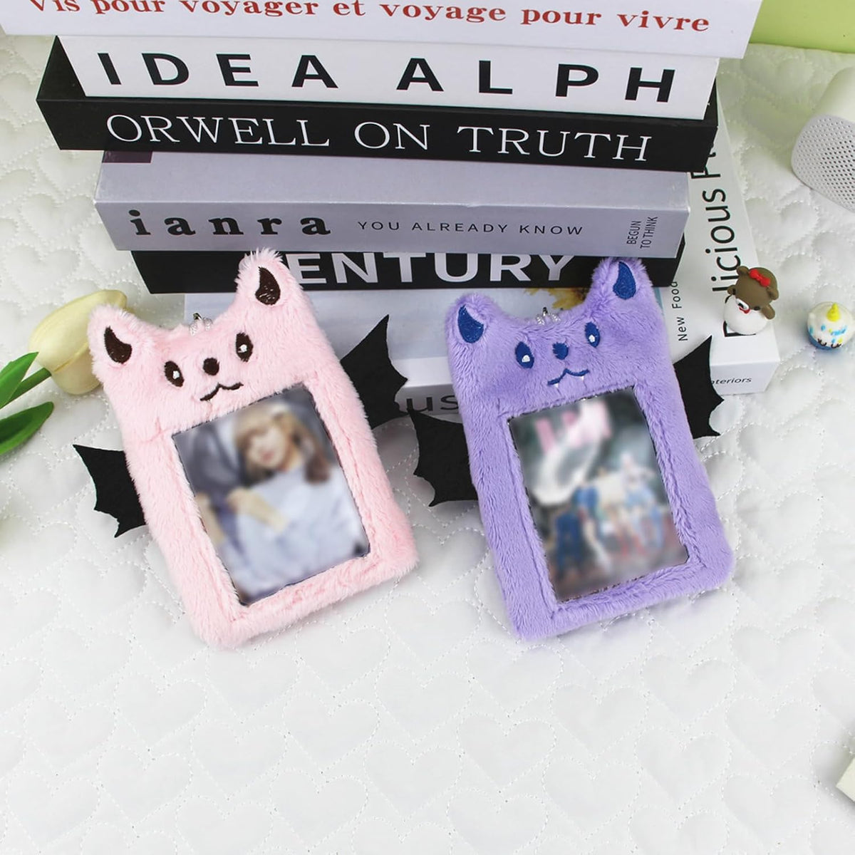1 Pack Fluffy Photocard Holder, Cute Animal Card Sleeve ID Card Protective Case Cover Korean Style for Girls